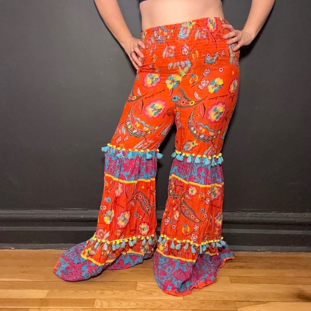 Antica Sartoria Giacomo Cinque Boho Festival Tassel Wide Leg Pants OS retro 70s - Picture 4 of 7